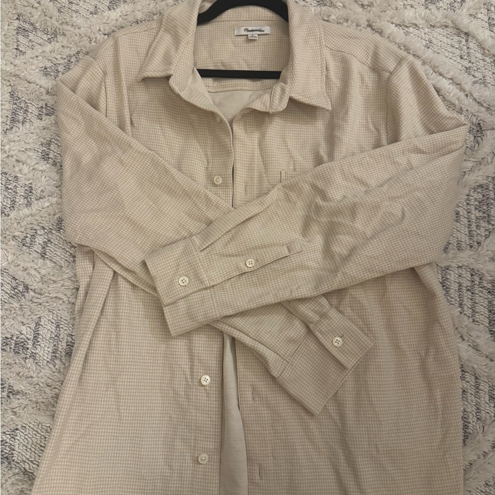 Madewell Men's Cream Checkered Button Down Shirt (M) - Picture 3 of 6